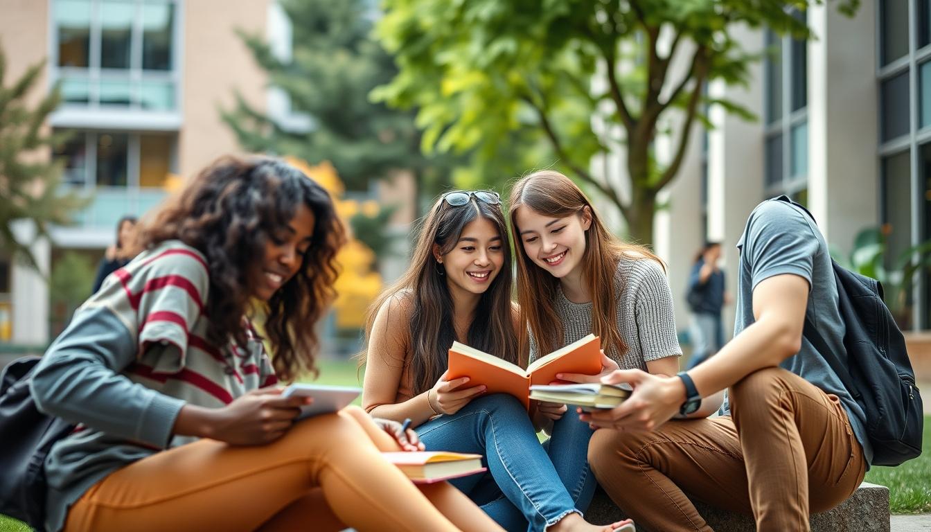 Student using learning strategies while studying